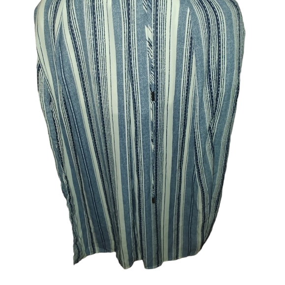 As U Wish Women's Blue and White Striped V-Neck Jumpsuit Romper Size Small - Picture 5 of 6